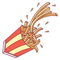 French fries in a box with a splash of water vector
