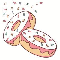 Two donuts with sprinkles on top of each other vector