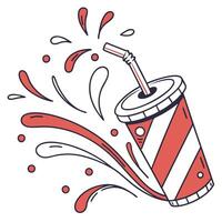 A red and white drink with a straw and splash vector
