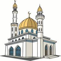 An illustration of a mosque with two minarets vector
