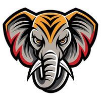 An elephant head with a red and yellow tusk vector