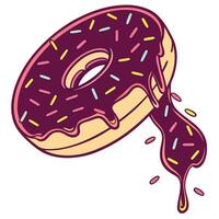 A donut with chocolate and sprinkles on it vector