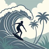 A surfer riding a wave in the ocean vector