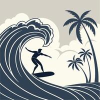 Surfer surfing on the wave illustration vector