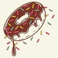 A donut with chocolate icing and sprinkles vector