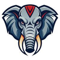 An elephant head with a red and blue tusk vector