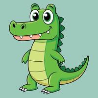 A cartoon green alligator standing with its mouth open vector