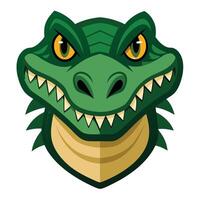 A green alligator head with yellow teeth vector