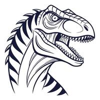 A t - rex head with a black and white striped pattern vector