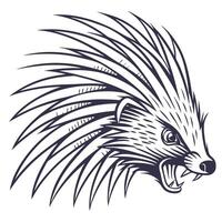 An illustration of a porcupine head vector