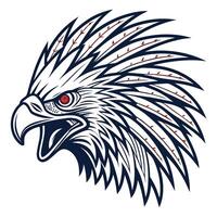 An eagle head with feathers on its head vector