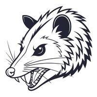 An opossum head with its mouth open vector
