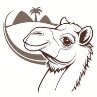 A camel head with palm trees in the background vector