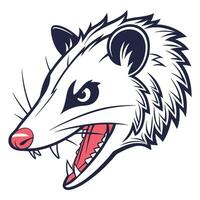 An angry possum head with its mouth open vector