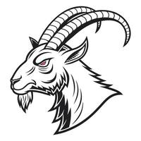 Goat head with horns and red eyes vector