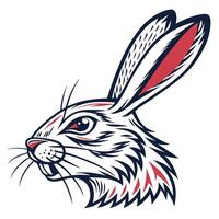 A rabbit head with red and white stripes vector