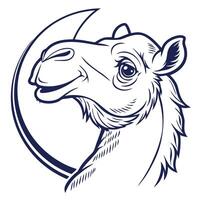 A camel head with a moon in the background vector