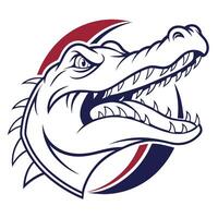 The head of an alligator is shown in a circle vector
