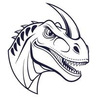 A dinosaur head with a long horn on it vector