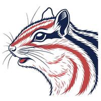 A chipmunk with red, white and blue stripes vector