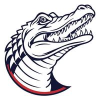 The head of an alligator is shown in a retro style vector