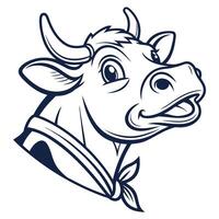 A cow head with a bandana on it vector