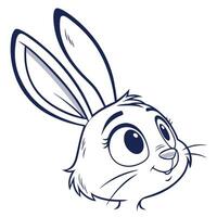 A cartoon rabbit head with big eyes vector