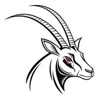 The head of an antelope with horns and red eyes vector