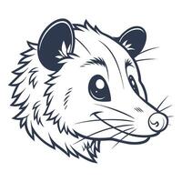 An opossum head with a big nose vector