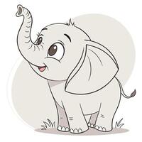 Cartoon elephant with big ears and trunk vector
