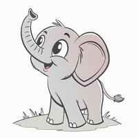 An elephant is standing on the grass with its trunk up vector