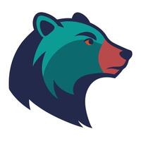 A bear head with a red and blue color scheme vector