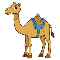 Cartoon camel with saddle on white background vector