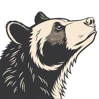 A bear head with a long nose and a long beard vector