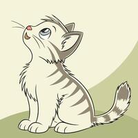 A cartoon cat sitting on the ground with its eyes closed vector