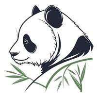 A panda bear with bamboo leaves on a white background vector