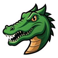 A green alligator head with sharp teeth vector