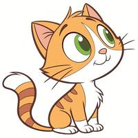 A cartoon cat with green eyes and a white background vector