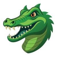 A cartoon green alligator head on a white background vector