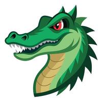A cartoon alligator head with red eyes vector