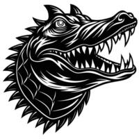 A crocodile head with sharp teeth and fangs vector