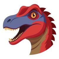 A red and blue dinosaur head with open mouth vector
