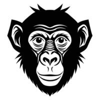 A black and white monkey head on a white background vector