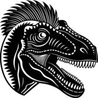 A t - rex head with a mohawk on it vector