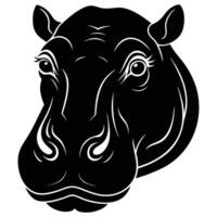 A black and white hippo head on a white background vector