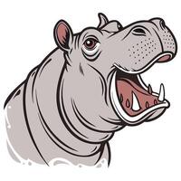 A hippo head with its mouth open and its mouth open vector