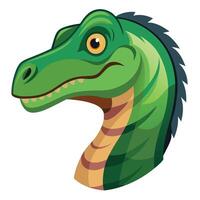 A cartoon dinosaur head with a long neck and a long tail vector