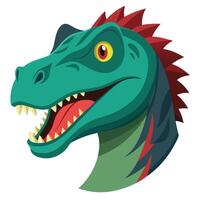 A cartoon dinosaur head with a red mohawk vector
