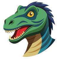 A cartoon dinosaur head with a long tongue vector