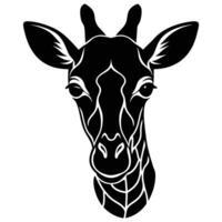 A black and white silhouette of a giraffe's head vector